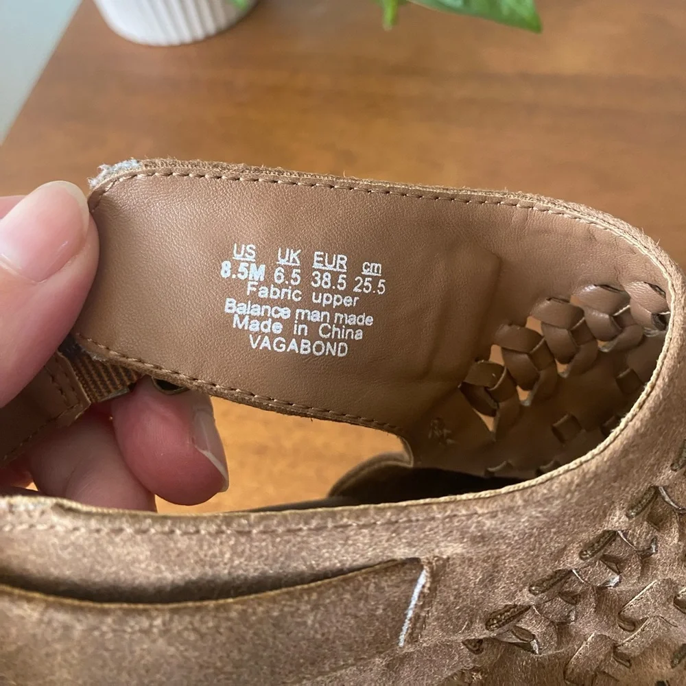 FERGALICIOUS By Fergie Vagabond Heeled Sandal Tan Brown Slingback Size 8.5 - Picture 7 of 9